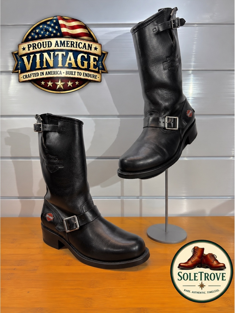 Vintage Harley Davidson Womens 7.5 Engineer Boots USA Made